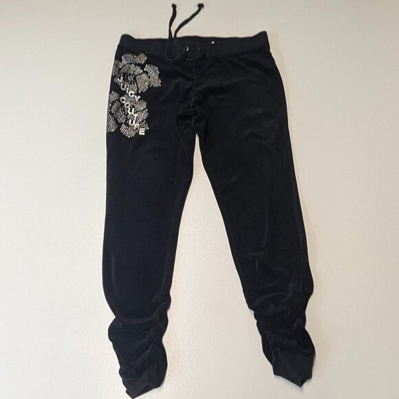 Juicy Couture Size Medium Black Velour Joggers - Picture 7 of 15